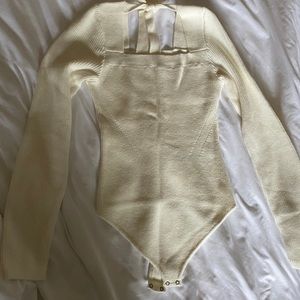 Square neck sweater cream Abercrombie & Fitch